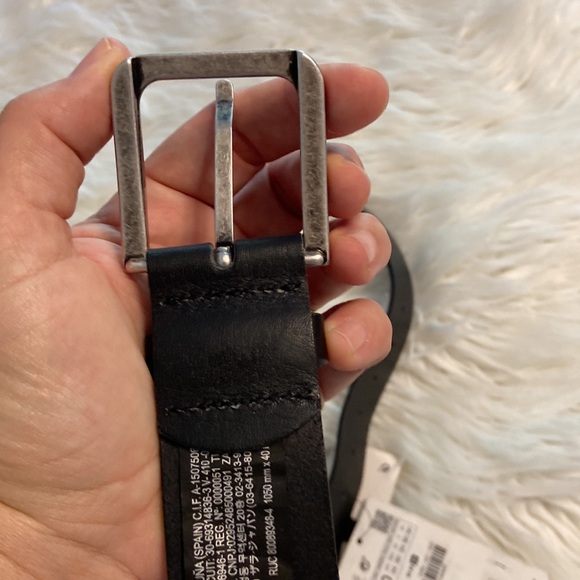 ZARA 100% LEATHER MAN BELT SIZE 34 color black see all photos - Picture 8 of 12